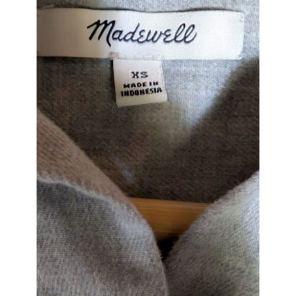 Madewell gray flannel tie-front shirt XS soft cotton button down top J.Crew N93 - Picture 5 of 11